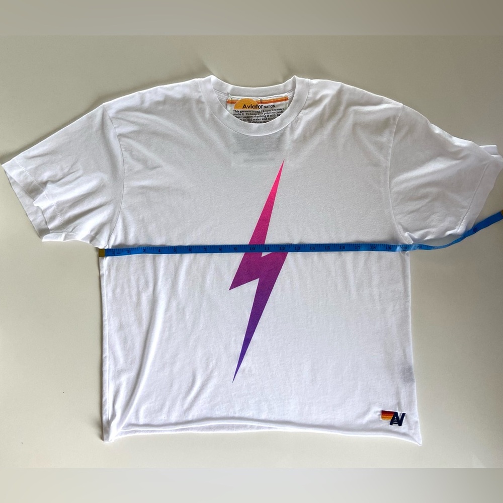 AVIATOR NATION Boyfriend Tee with Pink/Purple Ombré Bolt⚡️| Size Large - Picture 6 of 10